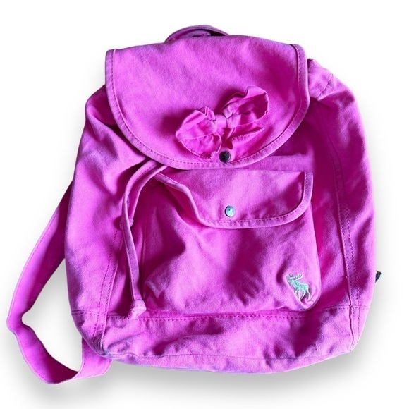 A&F Abercrombie Y2K hot pink backpack 100% cotton moose logo cute bow rare - Picture 1 of 12